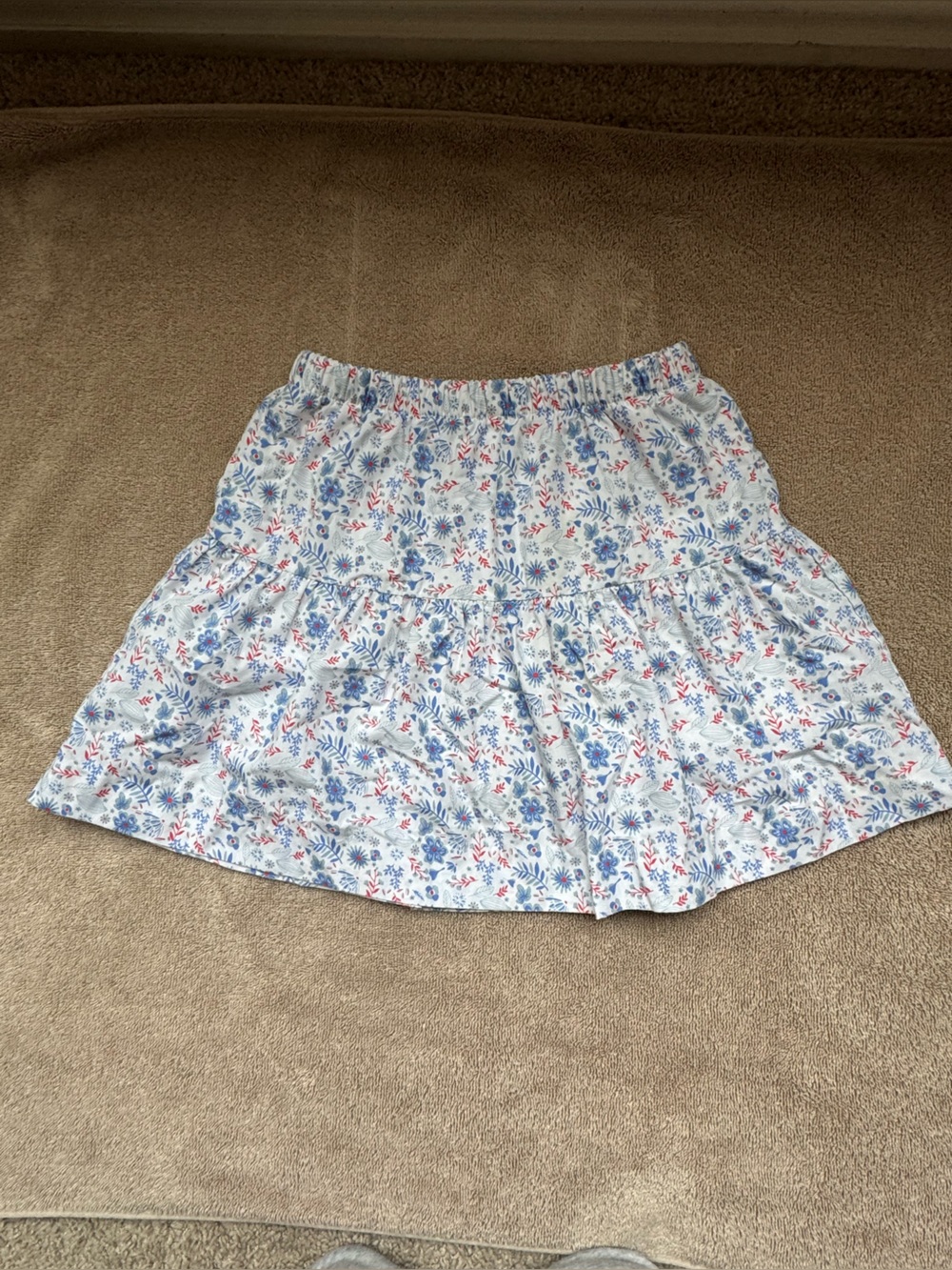 Little English White Skirt with Blue and Pink Floral Print